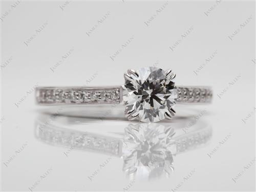 White Gold 0.82 Round cut Engagement Ring