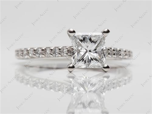 Platinum 1.00 Princess cut Engagement Ring Side Stones
