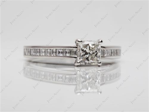 Platinum 0.72 Princess cut Channel Set Diamond Engagement Ring