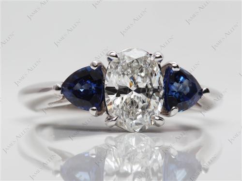 White Gold 1.03 Oval cut Diamond And Gemstone Rings