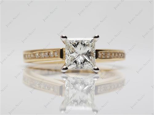Gold 1.07 Princess cut Channel Setting Engagement Ring