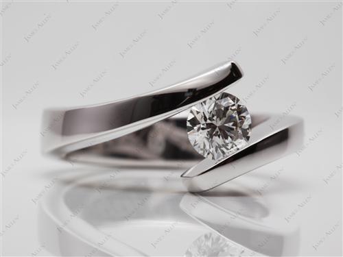 White Gold 0.74 Round cut Tension Set Engagement Rings