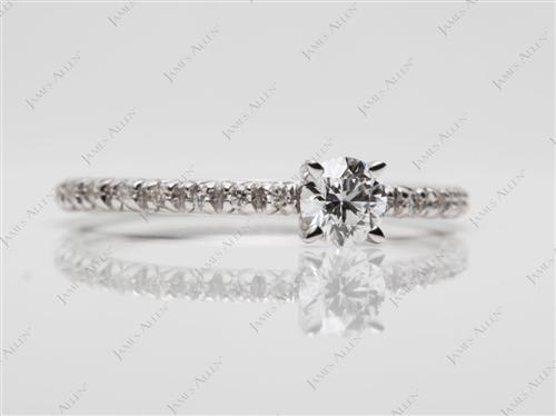 White Gold 0.30 Round cut Pave Ring Setting