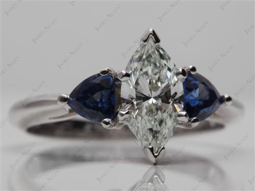 White Gold 1.13 Marquise cut Gemstone Diamond Ring