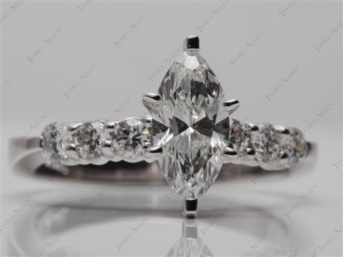 White Gold 1.01 Marquise cut Engagement Rings Side Stones