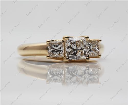 Gold 0.71 Princess cut Three Stones Diamonds Rings