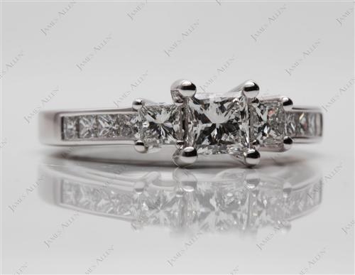 White Gold 0.52 Princess cut Engagement Ring Side Stones
