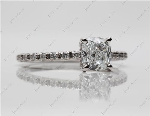 Platinum 1.01 Cushion cut Pave Rings
