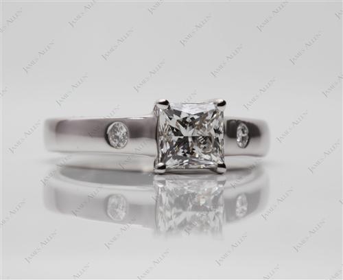 White Gold 0.95 Princess cut Diamond Solitaire Ring Settings
