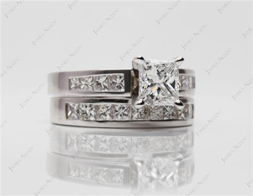 White Gold 0.90 Princess cut Bridal Wedding Ring Sets