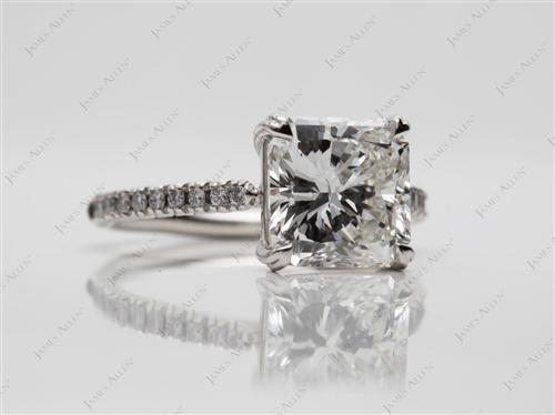Platinum 2.58 Radiant cut Pave Setting Rings