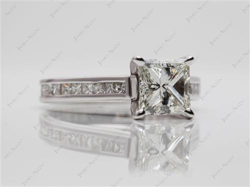 White Gold 1.51 Princess cut Channel Setting Engagement Rings