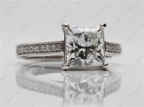 Platinum 2.36 Princess cut Micro Pave Rings
