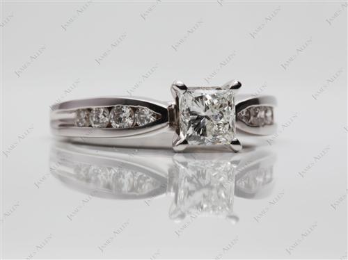 White Gold 0.76 Princess cut Diamond Channel Ring