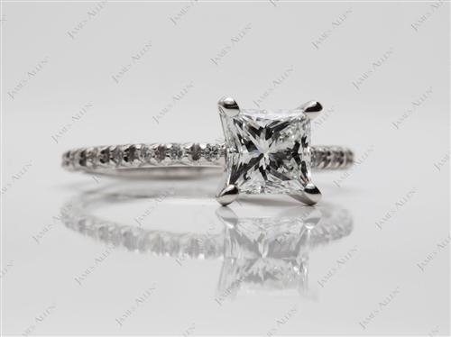Platinum 1.07 Princess cut Pave Ring