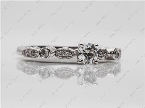 White Gold 0.30 Round cut Diamond Rings With Side Stones