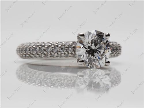 Platinum 1.31 Round cut Pave Diamond Ring