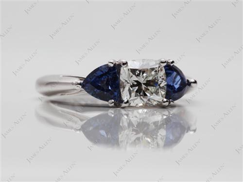 White Gold 0.75 Cushion cut Emerald Ring