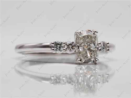 White Gold 0.80 Cushion cut Engagement Ring Side Stones