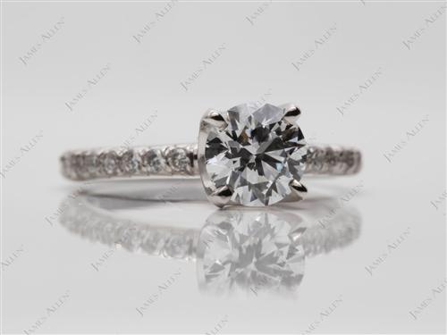 White Gold 0.79 Round cut Micro Pave Ring