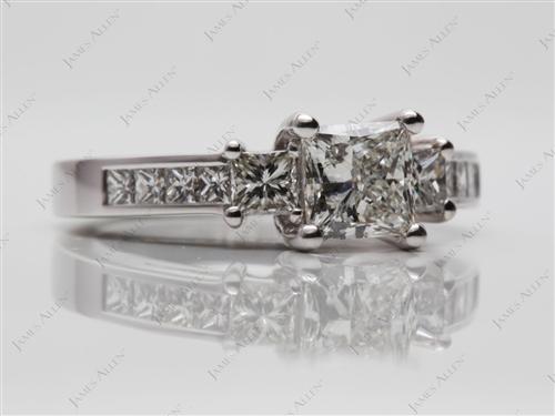 White Gold 1.00 Princess cut Engagement Rings