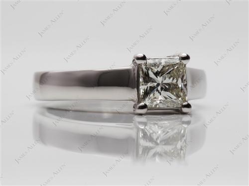 Platinum 0.74 Princess cut Solitaire Ring Setting