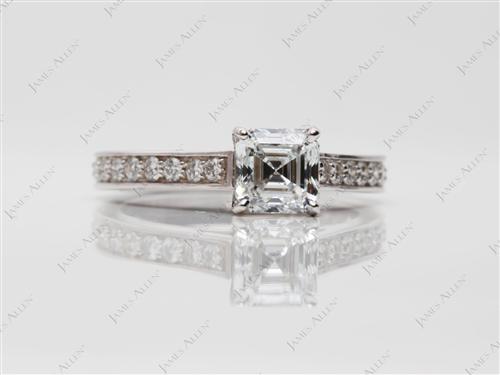White Gold 1.15 Asscher cut Diamond Ring