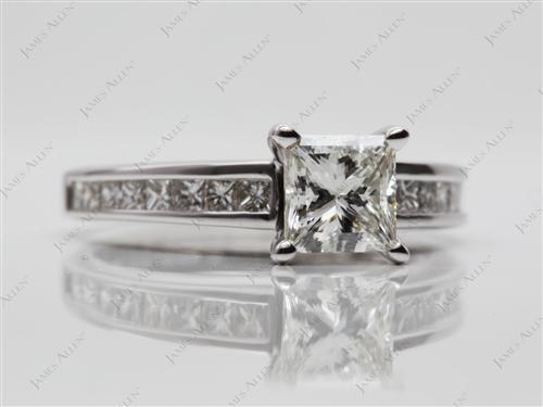 White Gold 1.00 Princess cut Channel Set Diamond Engagement Rings