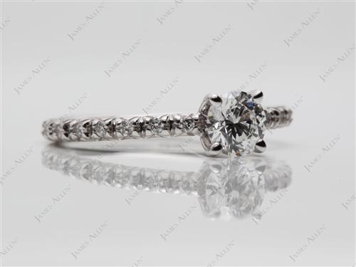 White Gold 0.41 Round cut Pave Diamond Engagement Ring