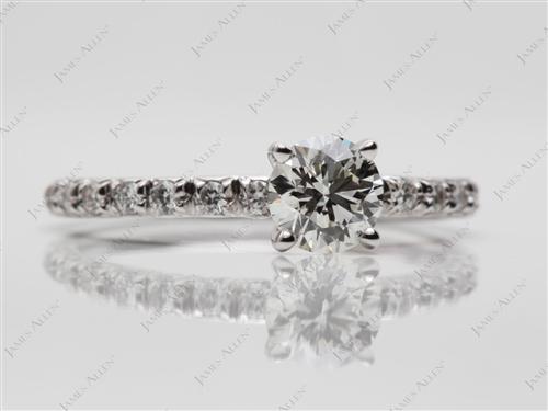 White Gold 0.64 Round cut Engagement Rings Pave