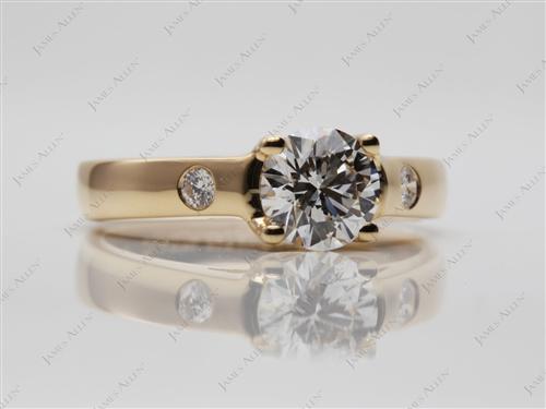 Gold 0.76 Round cut Solitaire Diamond Ring