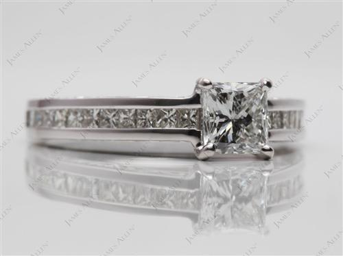 White Gold 0.71 Princess cut Channel Engagement Ring