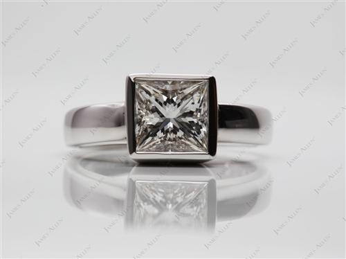 White Gold 1.32 Princess cut Diamond Rings