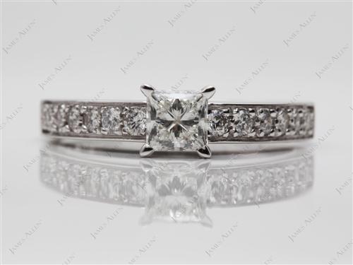White Gold 0.75 Princess cut Pave Ring Set
