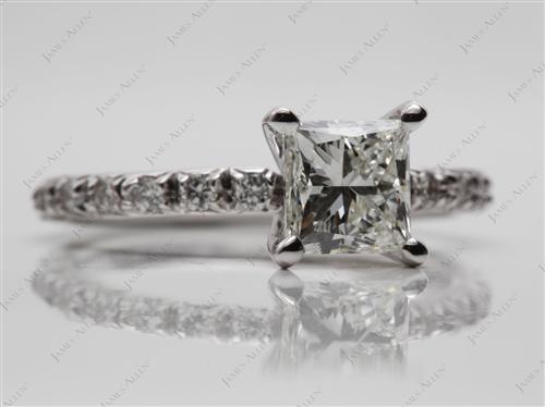 White Gold 1.10 Princess cut Engagement Rings Pave