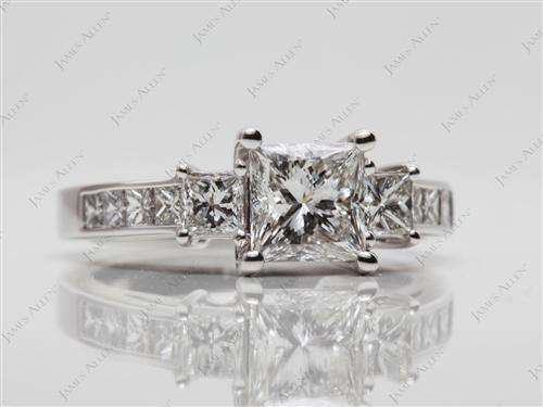 White Gold 1.01 Princess cut Princess Cut Engagement Rings With Side Stones