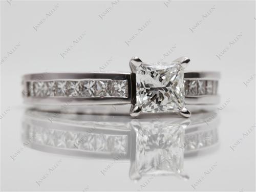 White Gold 0.75 Princess cut Engagement And Wedding Ring Sets