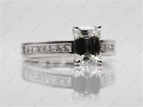White Gold 1.71 Emerald cut Channel Setting Ring