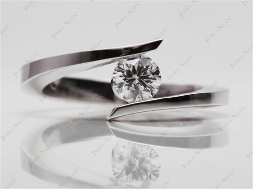 White Gold 0.46 Round cut Solitaire Diamond Ring