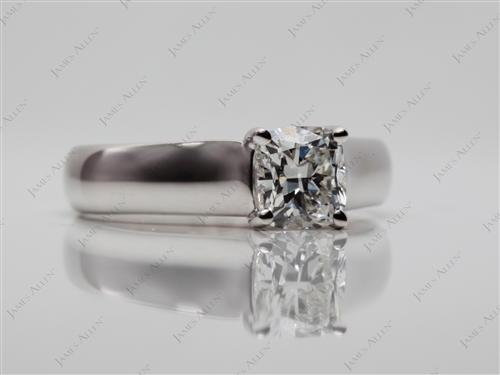 White Gold 0.80 Cushion cut Solitaire Diamond Rings