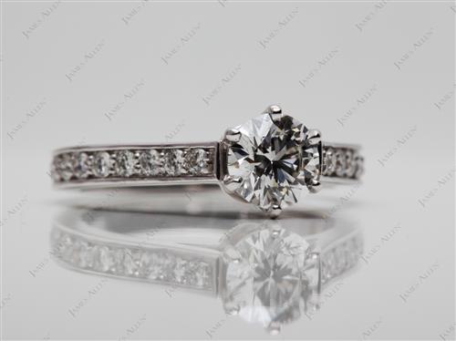 White Gold 0.80 Round cut Micro Pave Ring