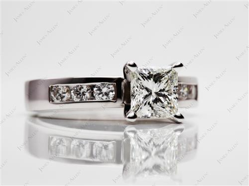 White Gold 1.06 Princess cut Channel Set Diamond Rings