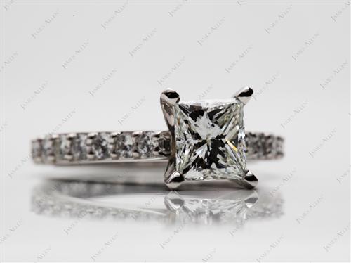 Platinum 1.01 Princess cut Engagement Rings With Side Stones