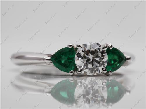 White Gold 0.63 Round cut Colored Gemstone Engagement Rings