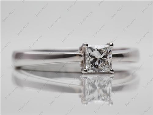 White Gold 0.49 Princess cut Solitaire Diamond Ring
