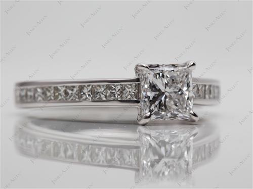 White Gold 0.90 Princess cut Channel Set Engagement Rings