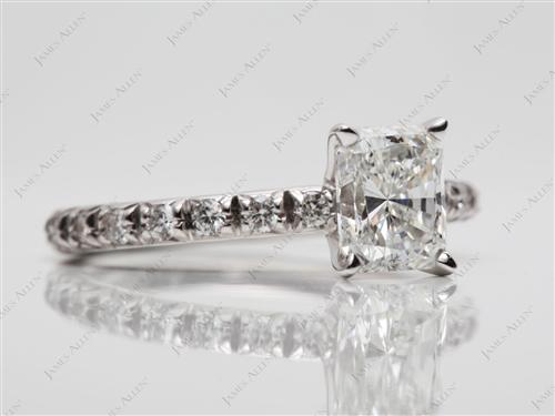 White Gold 1.00 Radiant cut Pave Ring Mountings