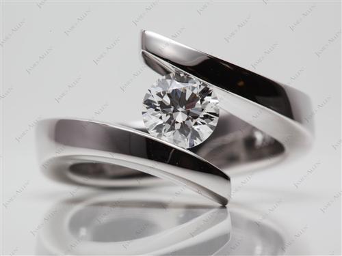 White Gold 0.76 Round cut Diamond Tension Ring