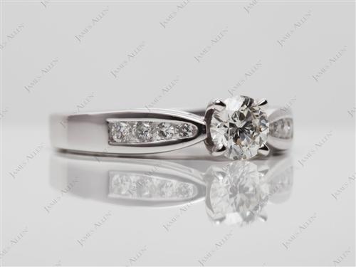 White Gold 0.46 Round cut Channel Set Diamond Engagement Rings