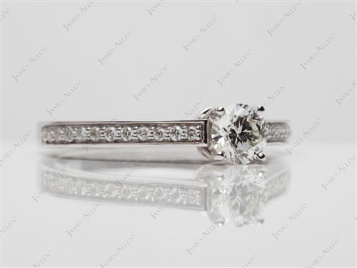 White Gold 0.47 Round cut Pave Ring